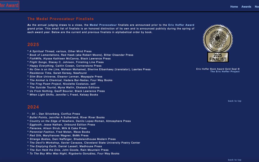 Eric Hoffer Award’s Medal Provocateur Finalist
